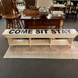 "Come Sit Stay" Distressed Bench w/Storage