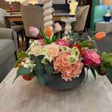 Custom Multi Color Floral Arrangement in Resin Planter