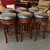 PAIR of Leather Top Swivel Bar Stools