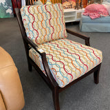 Bassett Wood Frame Arm Chair with Geometric Upholstery