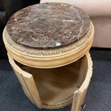 Drum Style End Table with Marble Top