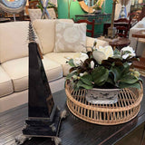 Maitland Smith Neoclassial Silver Plated Lion Motif Obelisk