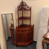 Chinese Style Carved Rosewod Corner Etagere
