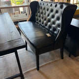 Arhaus Black Leather Tufted Settee