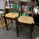 PAIR of Pottery Barn Rush Seat Counter Height Stools