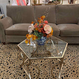 Gold Octagonal Glass Top Coffee Table
