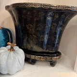 Black & Gold Porcelain Footed Planter