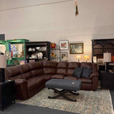 L-Shape Leather Recliner Sectional with QUEEN Size Sleeper