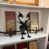 Antique Bradley & Hubbard Mfg.Co. Phoenix Griffin Cast Iron Fireplace Andirons