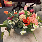 Custom Multi Color Floral Arrangement in Resin Planter