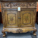Floral Motif Buffet Cabinet with Marble Top