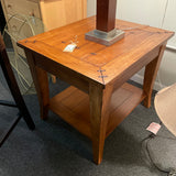 Mission Style End Table with Leather Accents