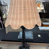 Bronze Table Lamp with Rattan Shade
