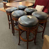 PAIR of Leather Top Swivel Bar Stools