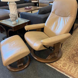 Stressless Leather Recliner & Ottoman