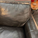 Three on Three Leather Sofa with Nail Head Trim