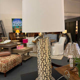 Chrome & White Cylinder Base Table Lamp