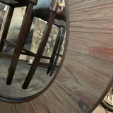 31" Round Faux Wood Mirror