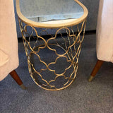 Oval Gold Accent Table with Mirror Top