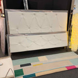 KING Tufted Leather & Chrome Bed