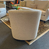 Barrel Back Swivel Chair with Nail Head Trim