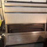 Queen Grey Uph/Espresso Wood Bed