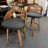 PAIR of MCM Walnut Swivel Counter Stool