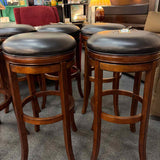 PAIR of Leather Top Swivel Bar Stools