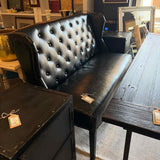 Arhaus Black Leather Tufted Settee
