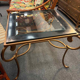 Metal & Marble End Table with Glass Insert