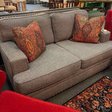 Dark Gray Love Seat with Nail Head Trim